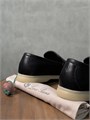 LORO PIANA лоферы низкие кожа черные с белой подошвой ОК-2335