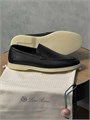 LORO PIANA лоферы низкие кожа черные с белой подошвой ОК-2335
