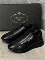 PRADA кроссовки черные кожа с белым лого ОС-2264