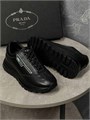 PRADA кроссовки черные кожа с белым лого ОС-2264