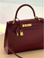 HERMES сумка Kelly кожа гладкая 28 см красная фурнитура золото СК-00390