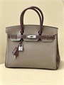 HERMES Birkin 30 см этуп-бордо кожа шевре серебро СК-00397