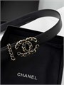 CHANEL ремень 35 мм гладкая кожа черный золото РМ-00834