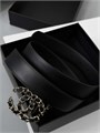 CHANEL ремень 35 мм гладкая кожа черный золото РМ-00834