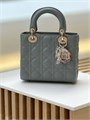 DIOR LADY сумка 20 см гладкая кожа серо-голубая золото СК-01281
