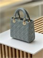 DIOR LADY сумка 20 см гладкая кожа серо-голубая золото СК-01281