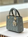 DIOR LADY сумка 20 см гладкая кожа серо-голубая золото СК-01281