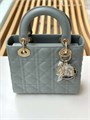 DIOR LADY сумка 20 см гладкая кожа серо-голубая золото СК-01281