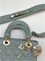 DIOR LADY сумка 20 см гладкая кожа серо-голубая золото СК-01281