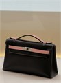 HERMES клатч POCHETTE 22 см черно-розовая кожа свифт СК-00391