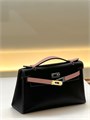 HERMES клатч POCHETTE 22 см черно-розовая кожа свифт СК-00391