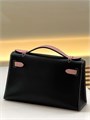 HERMES клатч POCHETTE 22 см черно-розовая кожа свифт СК-00391
