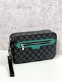 LV борсетка Pochette Kasai серая шашка зеленая кожа БР-01567