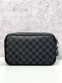 LV борсетка Pochette Kasai серая шашка зеленая кожа БР-01567