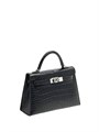 HERMES сумка Mini Kelly кожа крокодила 19 см черная фурнитура серебро СК-00213