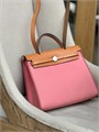 HERMES Herbag сумка 31 см розовый текстиль оранжевая кожа серебро СК-01448