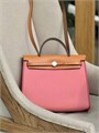 HERMES Herbag сумка 31 см розовый текстиль оранжевая кожа серебро СК-01448