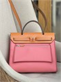 HERMES Herbag сумка 31 см розовый текстиль оранжевая кожа серебро СК-01448