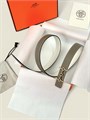 HERMES ремень 23 мм двусторонний кожа эпсом серо-белый сьемная пряжка РМ-01557