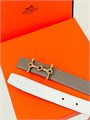 HERMES ремень 23 мм двусторонний кожа эпсом серо-белый сьемная пряжка РМ-01557