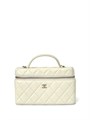CHANEL сумка Vanity с ручкой кожа икра клетка белая золото СК-01544