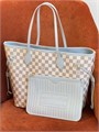 LV сумка тоут Neverfull Inside Out MM белая шашка бежевая ткань маленькая СК-01721