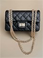 CHANEL сумка винтажная кожа в клетку 20 см черная золото СК-01431
