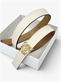 LOEWE ремень двусторонний 25 мм молочно-бежевый сьемная пряжка золото РМ-01553