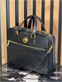 SR портфель черный крокодил с большим карманом на молнии фурнитура золото ПР-0015