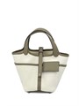 HERMES сумка Picotin карго 18 см молочный текстиль кожа этуп серебро СК-00504