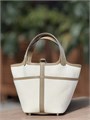 HERMES сумка Picotin карго 18 см молочный текстиль кожа этуп серебро СК-00504