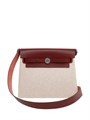 HERMES Herbag Mini 20 см текстиль бежевая серебро СК-01044