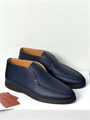 LORO PIANA лоферы высокие кожа синие с темной подошвой ОК-2460
