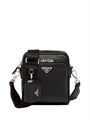 PRADA мессенджер гладкая черная кожа два отделения на замках МС-00190