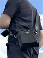 PRADA мессенджер гладкая черная кожа два отделения на замках МС-00190