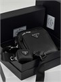 PRADA мессенджер гладкая черная кожа два отделения на замках МС-00190