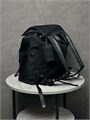 PRADA Рюкзак нейлон черный синяя надпись бренда в правом углу две застежки РК-2433