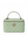 CHANEL сумка Vanity с металлической ручкой кожа икра мятная золото СК-01261