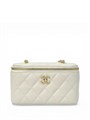 CHANEL сумка Vanity кожа икра белая средний логотип золото СК-01268