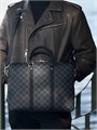 LV портфель Voyage с ремнем серая шашка маленький ПР-0393