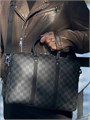 LV портфель Voyage с ремнем серая шашка маленький ПР-0393