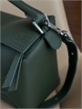 LOEWE сумка Puzzle зеленая гладкая кожа серебро 28 см СК-00902
