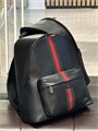 GUCCI рюкзак на молнии гладкая кожа черный с красной полосой РК-01733
