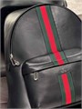 GUCCI рюкзак на молнии гладкая кожа черный с красной полосой РК-01733