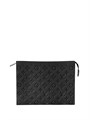 LV борсетка Pochette Voyage MM из черной кожи того с тиснением монограммы серебро БР-01316