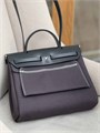 HERMES Herbag сумка 31 см серый текстиль серая кожа серебро СК-01447