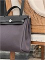 HERMES Herbag сумка 31 см серый текстиль серая кожа серебро СК-01447
