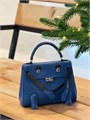 HERMES сумка MINI KELLY DOLLY 16 см синяя кожа крокодила  серебро СК-00366