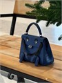 HERMES сумка MINI KELLY DOLLY 16 см синяя кожа крокодила  серебро СК-00366