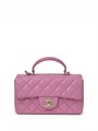 CHANEL сумка гладкая кожа с ручкой розовая золото СК-01573